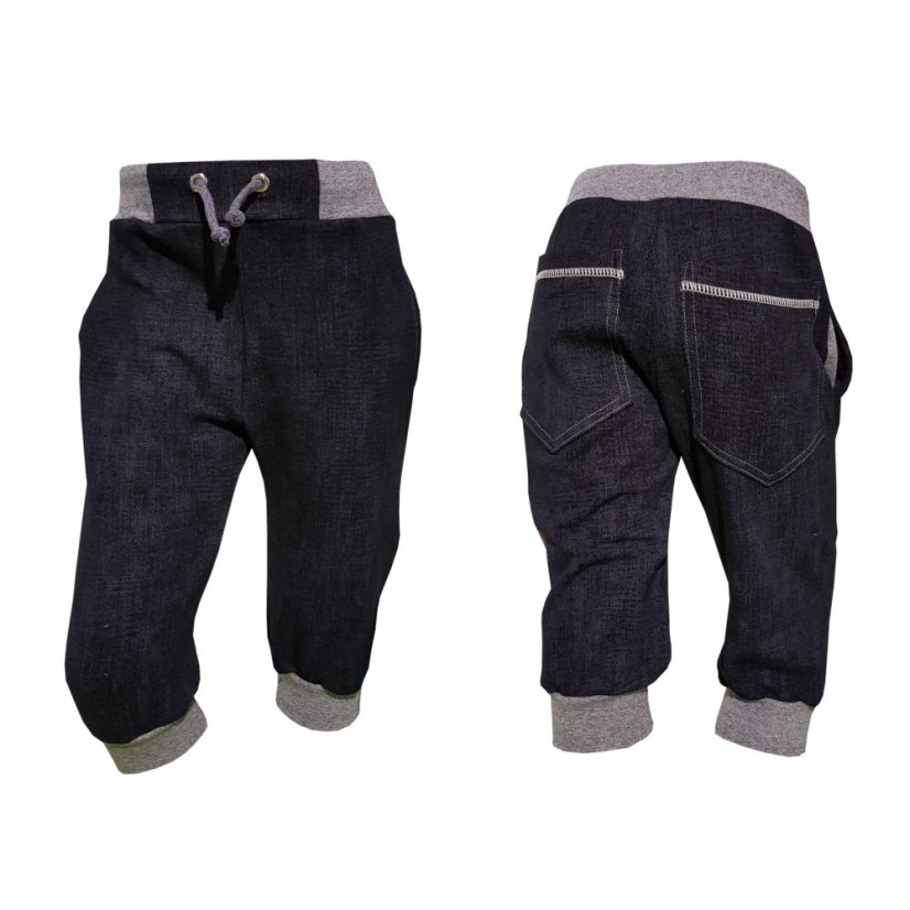 Dětské 3/4 kalhoty do manžety JEANS BLACK (Velikost 92-98)