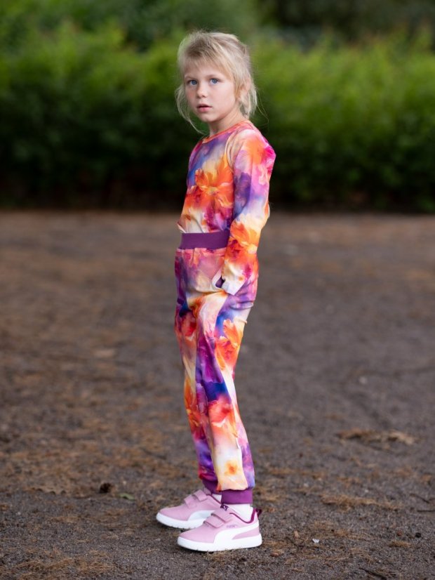 Detské tepláky Thin ľahké, červánková záhrada