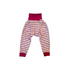 Dětské harémové kalhoty BAMBUS cyklam pruh (Velikost 92-98)