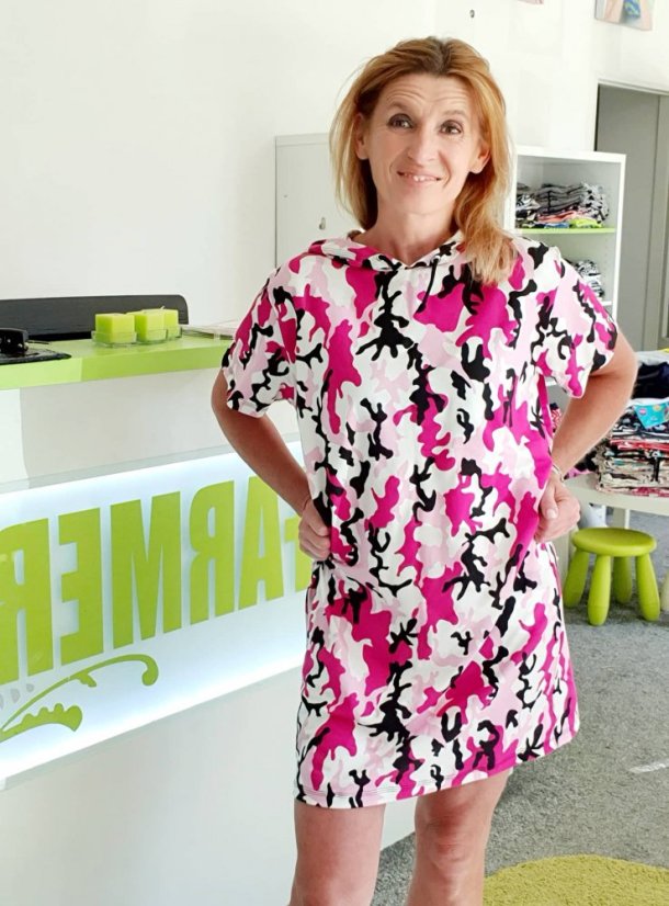 Dámské šaty OVERSIZE BAMBUS, růžový maskáč