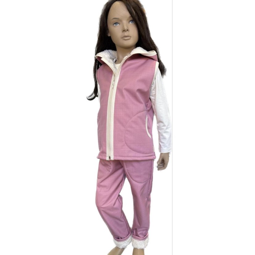 Dětská softshellová vesta s beránkem, starorůžová