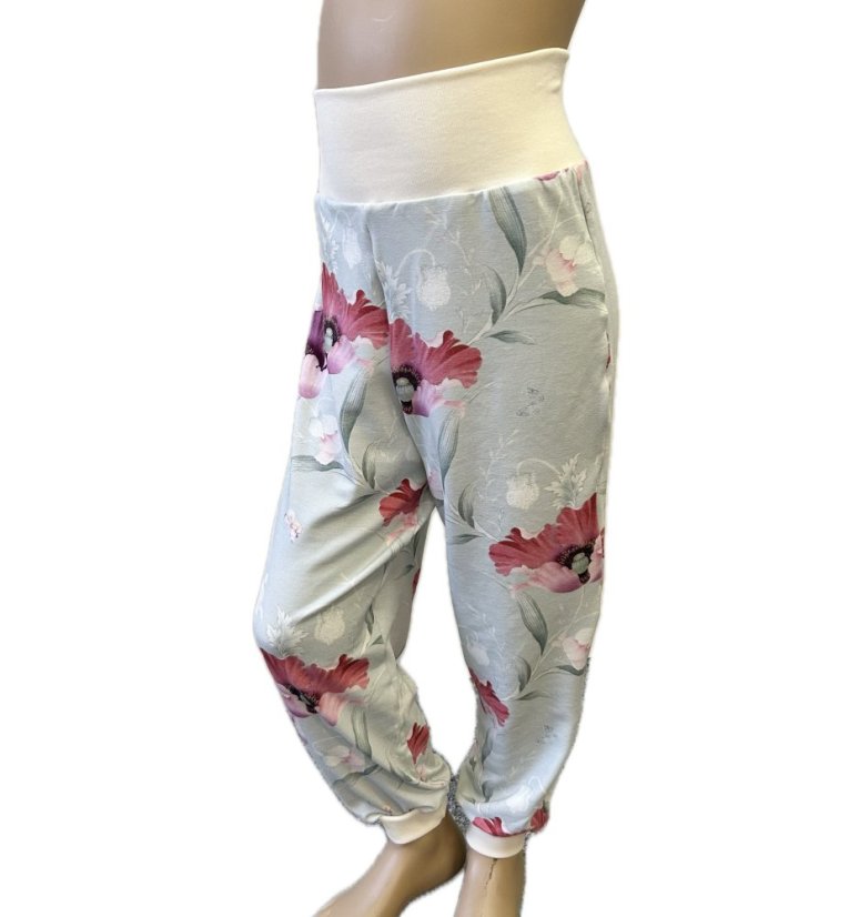 Dámské kalhoty klasik BAMBUS, vlčí máky