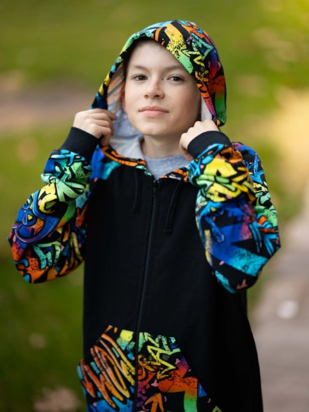 Dětská mikina na zip, graffiti boom