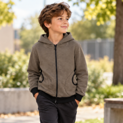 Dětská mikina na zip Fleece, khaki