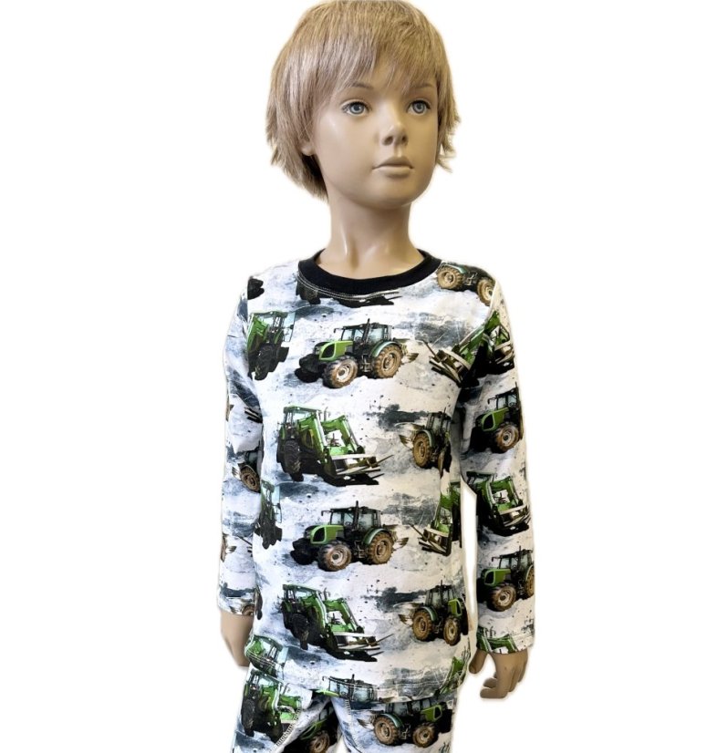 Dětské pyžamo, zelené traktory
