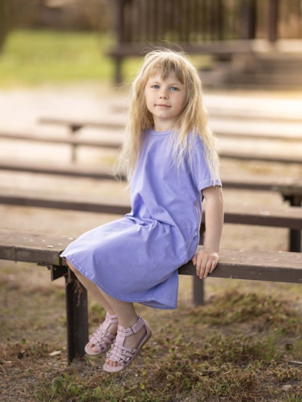 Dívčí bavlněné šaty, světle fialová