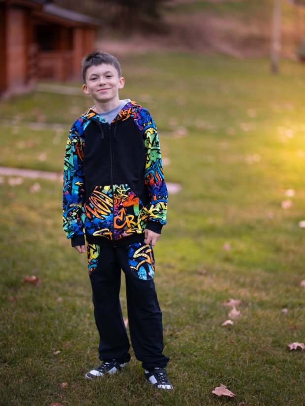 Dětská mikina na zip, graffiti boom