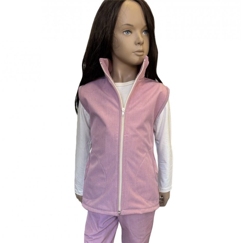 Dětská softshellová vesta s fleecem, růžový jeans