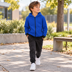 Dětská mikina na zip Fleece, středně modrá