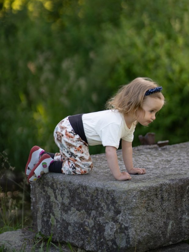 Dětské rostoucí kalhoty GROW lehké, lesní zvířátka