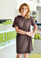 Dámské šaty OVERSIZE HOODY, tmavě hnědá