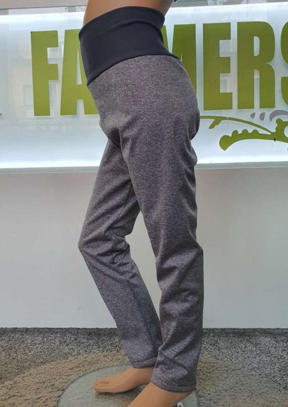 Dětské softshellové leginy s fleecem, tmavě šedý melír