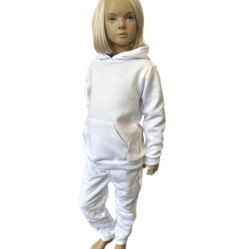 Detská mikina s kapucňou Fluffy teplá, čisto biela