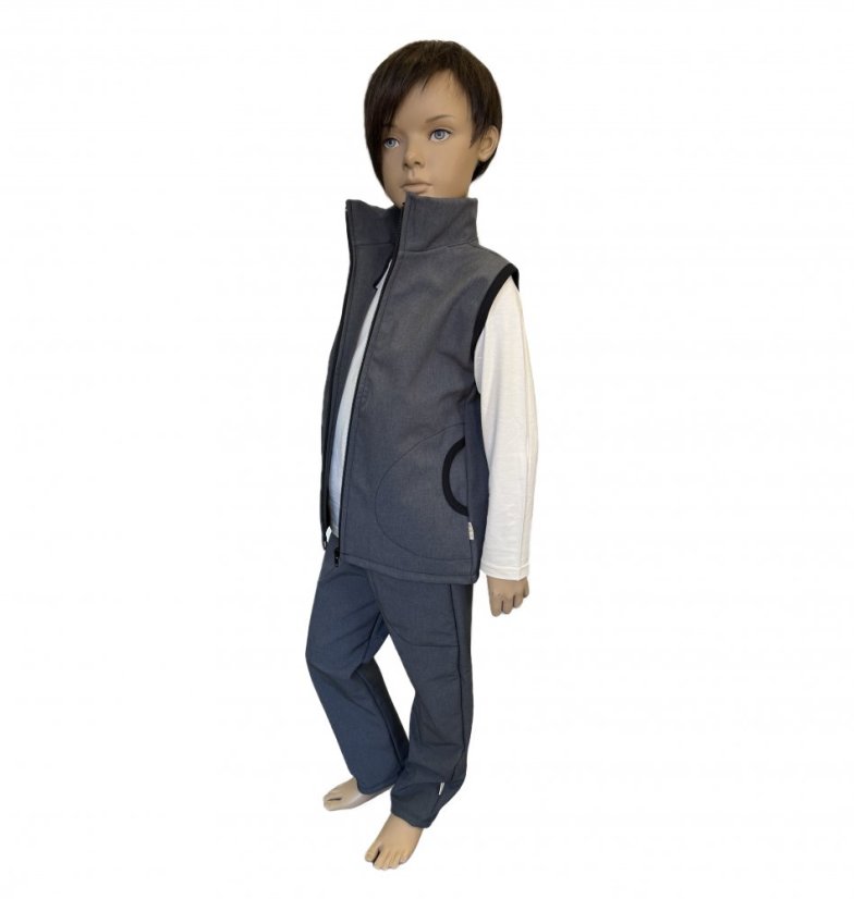 Dětská softshellová vesta s fleecem, šedý jeans