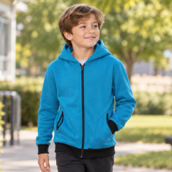 Dětská mikina na zip Fleece, modrý petrolej