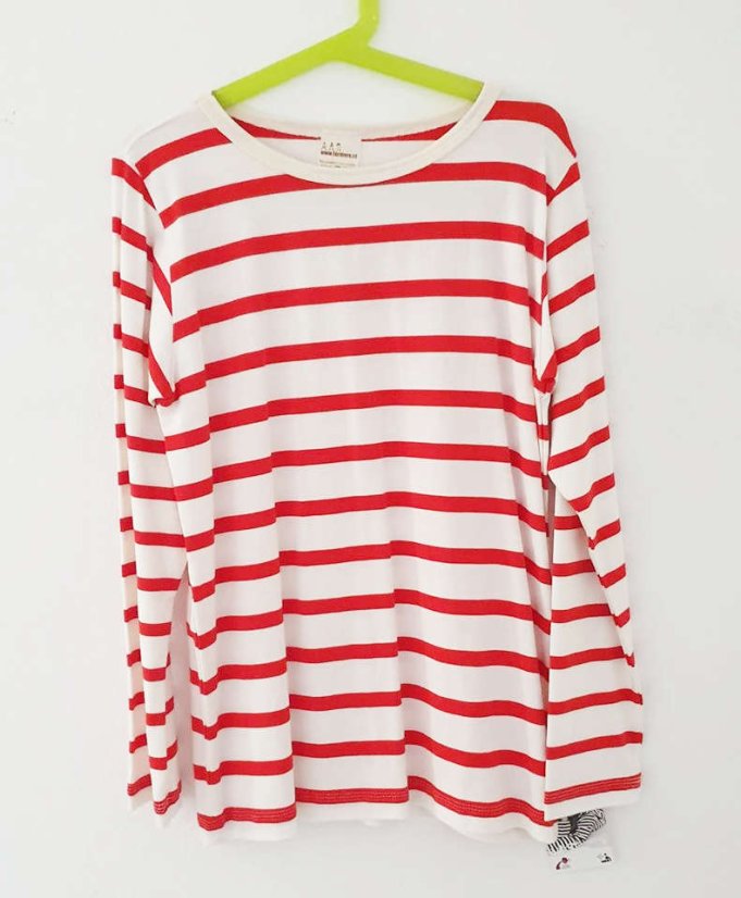 Tričko BAMBUS červený námořník dlouhý rukáv