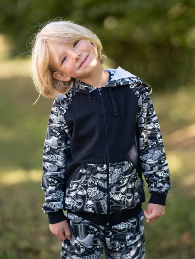 Detská tepláková súprava na zips, spreje a graffiti