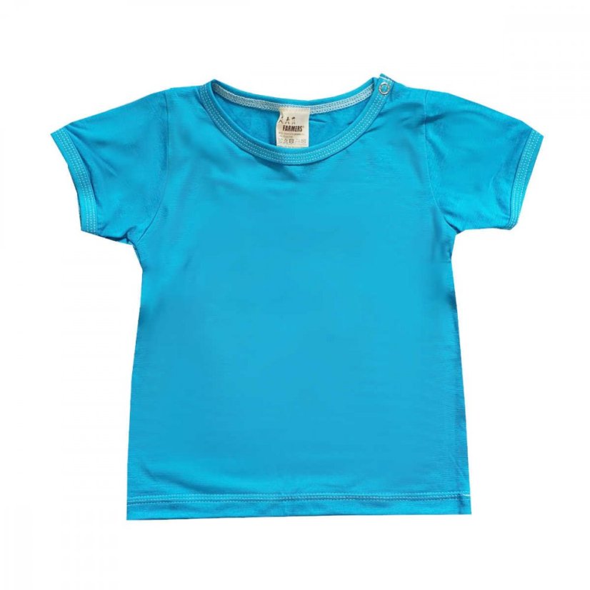 Dětské tričko BAMBUS, modrý tyrkys s drukem