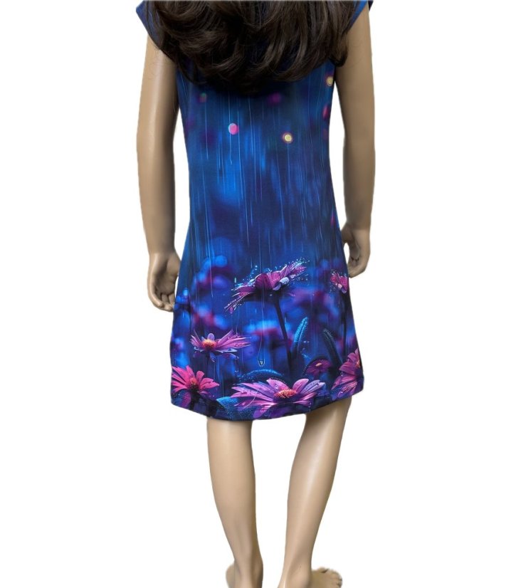 Dievčenské bavlnené šaty, večerné kvety