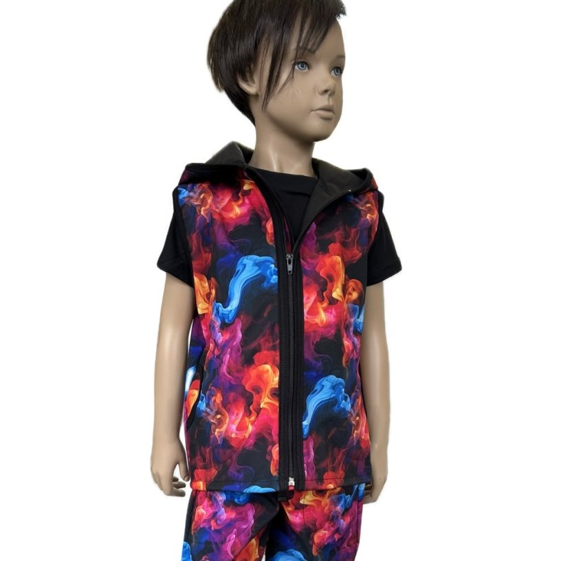 Dětská softshellová vesta bez fleecu, barevný dým