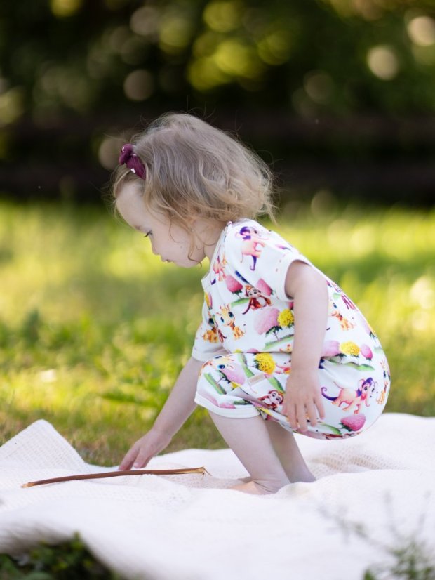 Dětský letní overal BAMBUS, veselá zvířátka