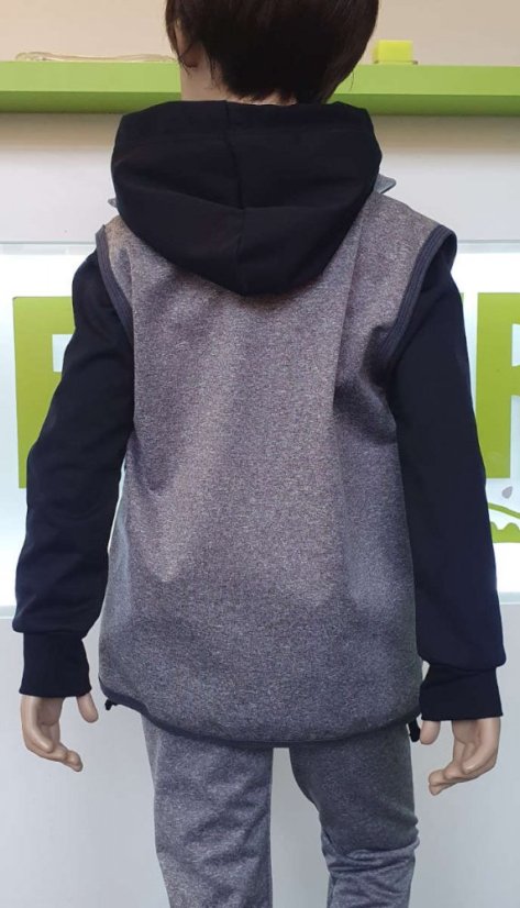 Detská softshellová vesta s fleecem, tmavo šedý melír