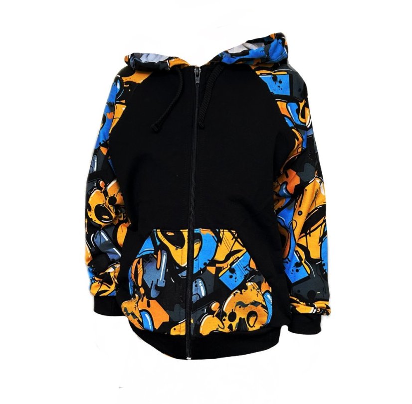 Detská tepláková súprava na zips, oranžové graffiti