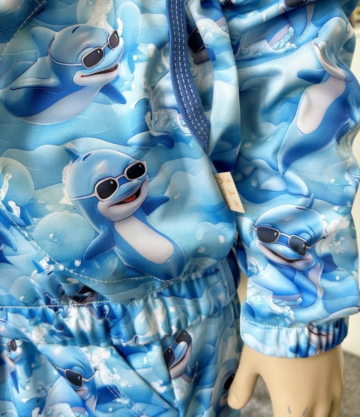 Dětská softshellová bunda NEW bez fleecu, delfínci