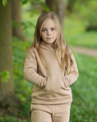 Dětská mikina s kapucí Fluffy teplá, velbloudí hnědá