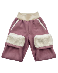 Dětské softshellové kalhoty s beránkem, pudrově růžová