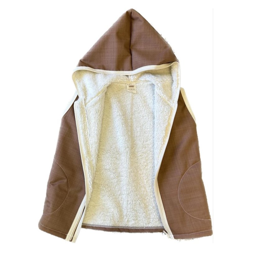 Dětská softshellová vesta s beránkem, medová