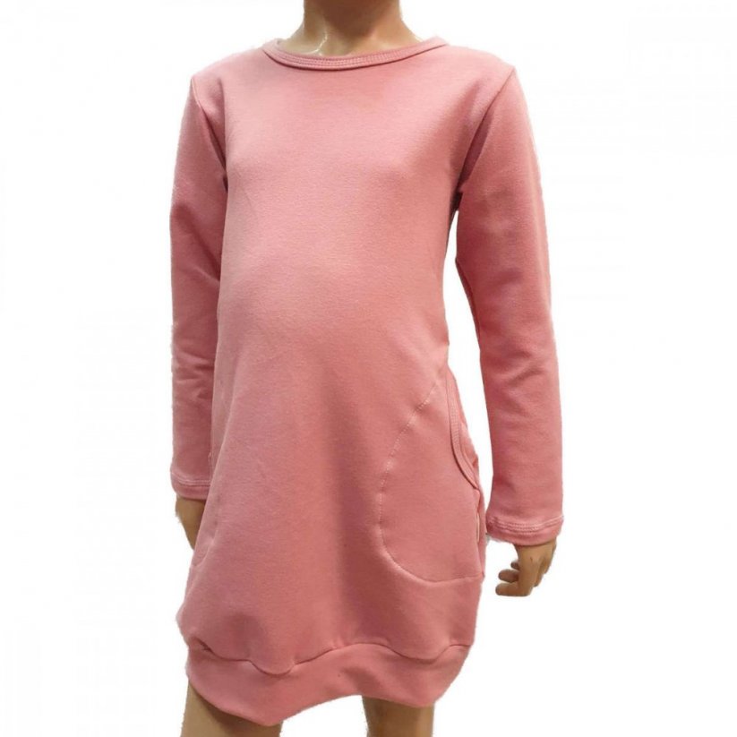 Dievčenske mikinové šaty POWDER PINK