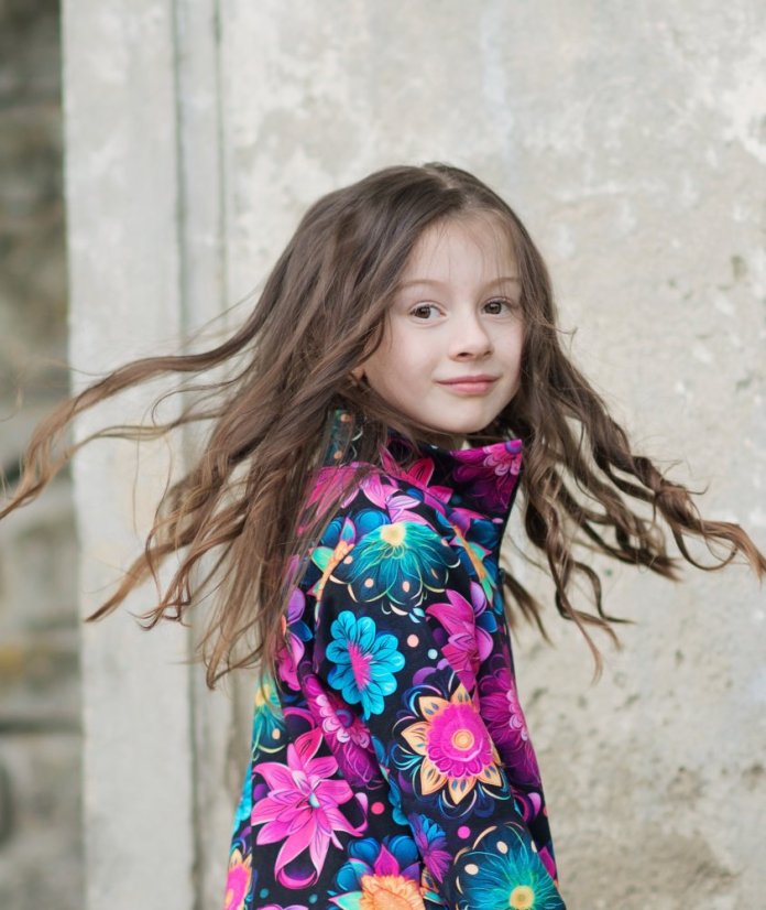 Dětská mikina na zip, rozkvetlá noc