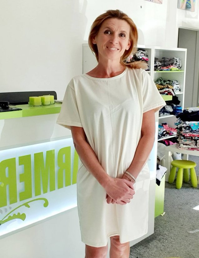 Dámské šaty OVERSIZE BIO, přírodní nebělená