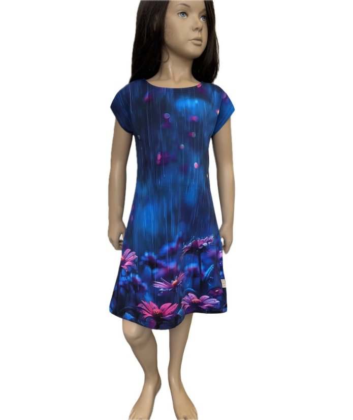 Dievčenské bavlnené šaty, večerné kvety