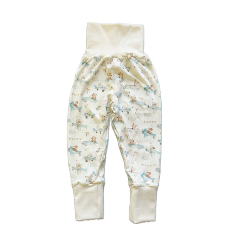 Dětské rostoucí kalhoty GROW BAMBUS, medvídci na výletě