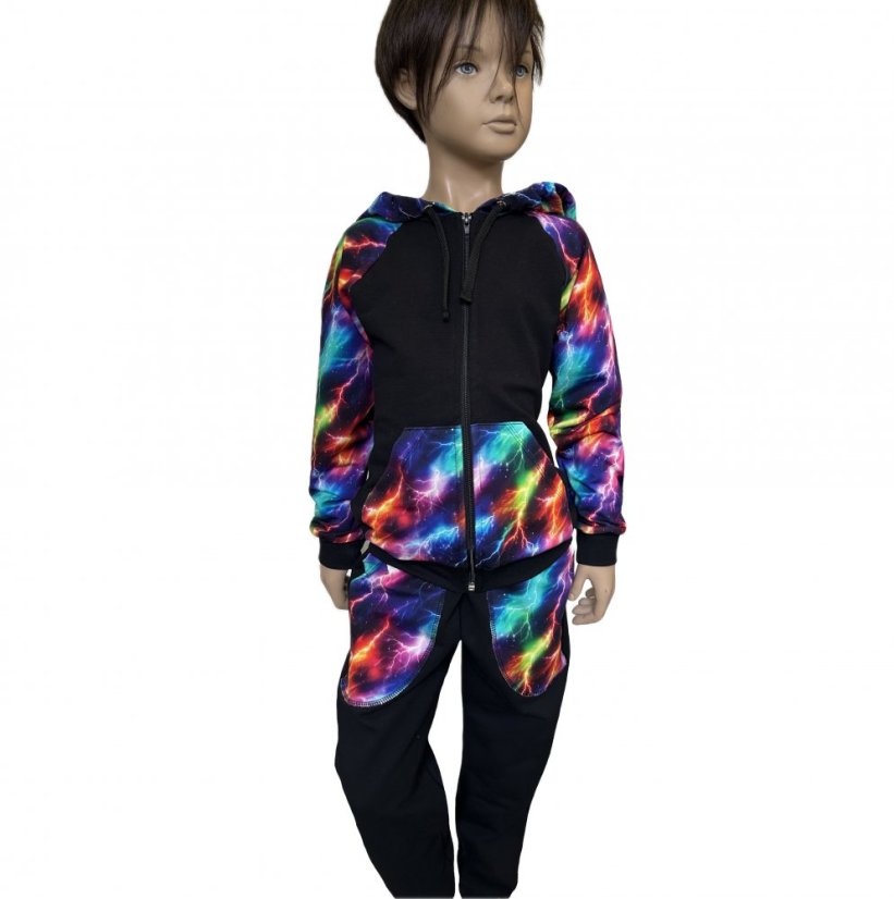 Detská tepláková súprava na zips, neonové blesky