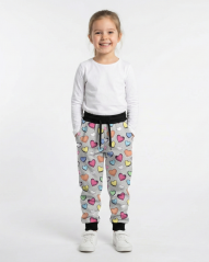 Dětské softshellové kalhoty THIN s fleecem elastické, barevná srdíčka