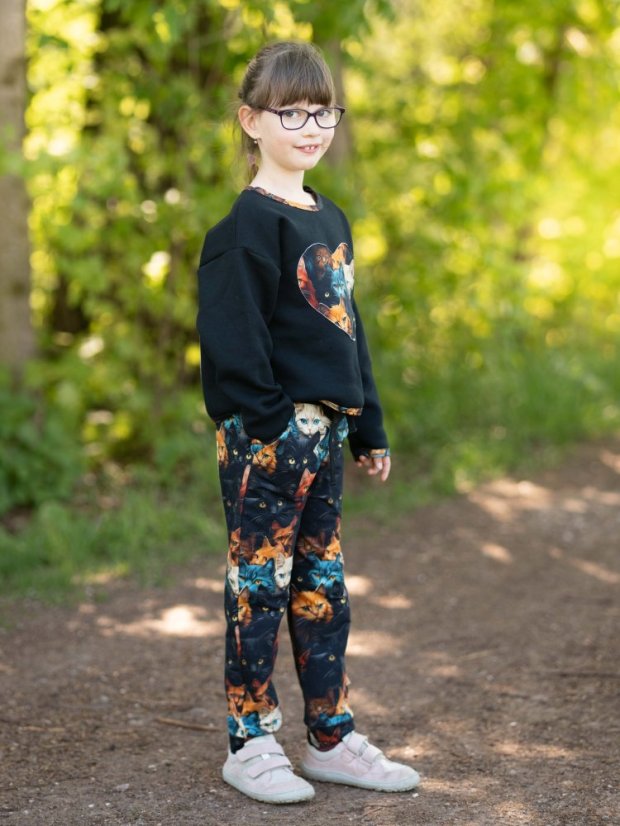 Dětská mikina HIP, divoké kočky černá