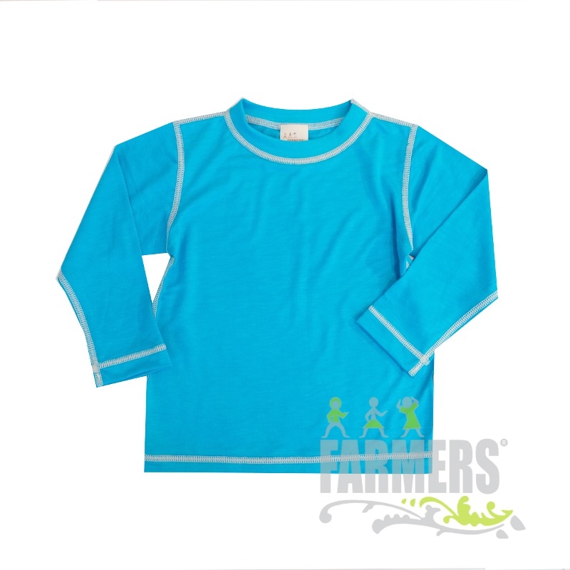 Dětské tričko dlouhý rukáv FLAT tyrkys (Velikost 92-98)
