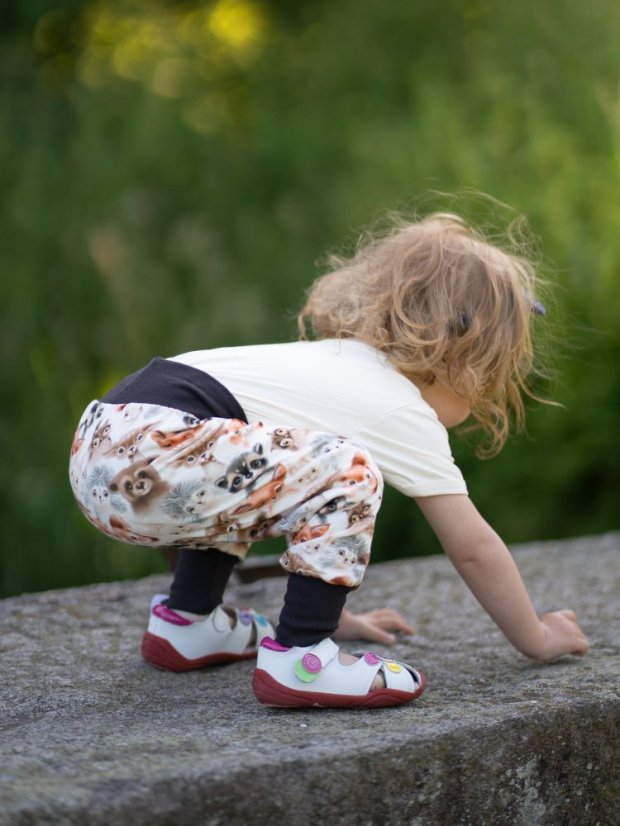 Dětské rostoucí kalhoty GROW lehké, lesní zvířátka