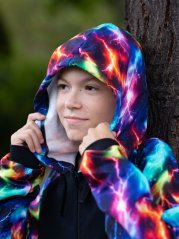 Dětská mikina na zip, neonové blesky