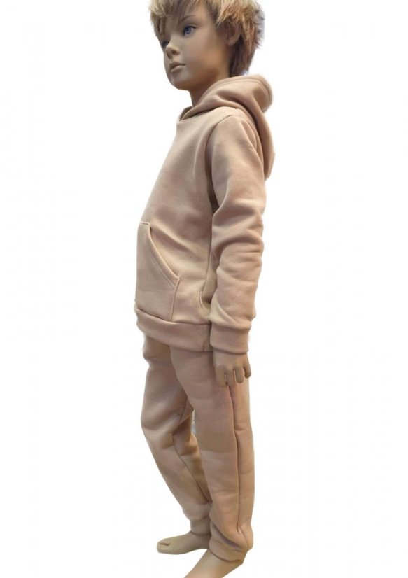 Detská mikina s kapucňou Fluffy teplá, ťavia hnedá