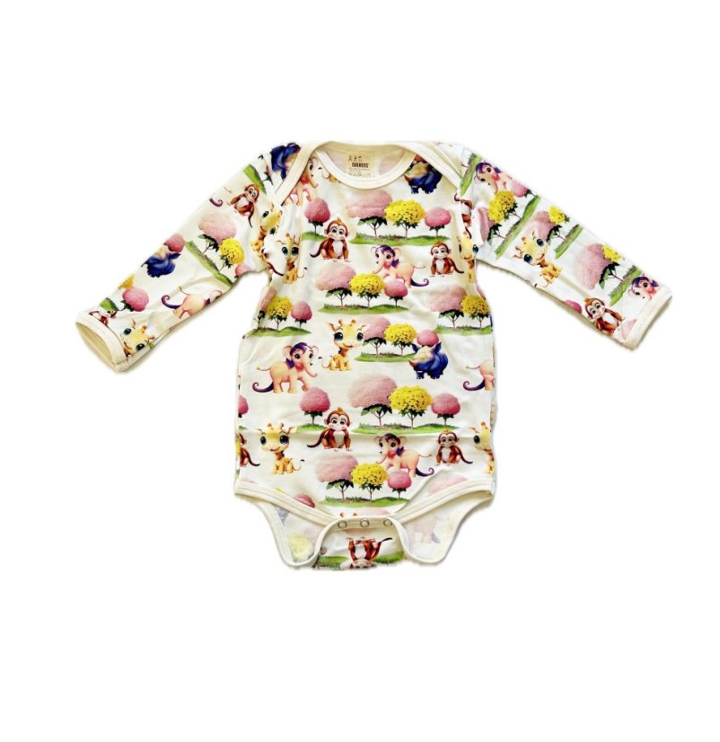 Dětské body BAMBUS, veselá zvířátka dlouhý rukáv