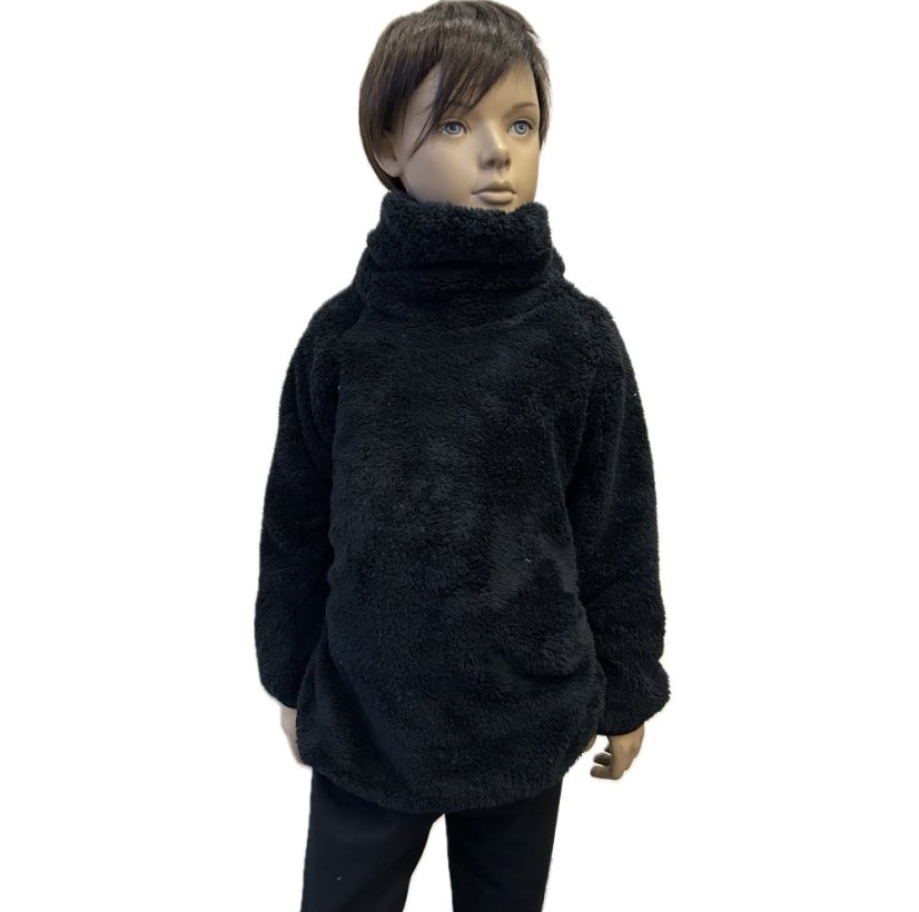 Mikina s rolákem FURRY BLACK