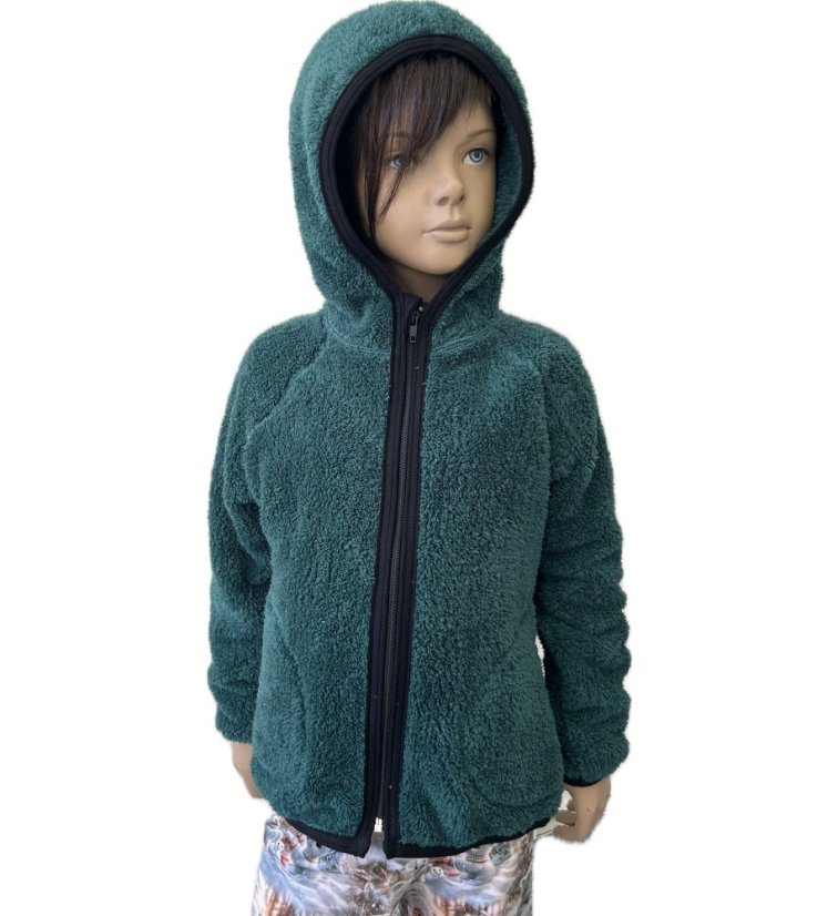 Mikina na zip FURRY DARK GREEN