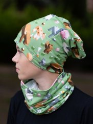 Dětská čepice HIPSTER, zvířátka z kostek