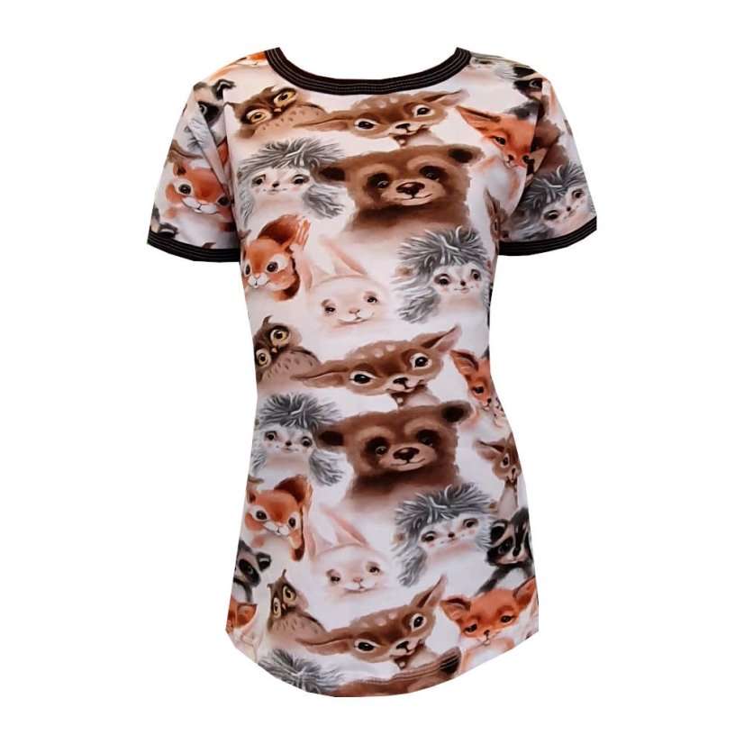 Dámské tričko, lesní zvířátka krátký rukáv