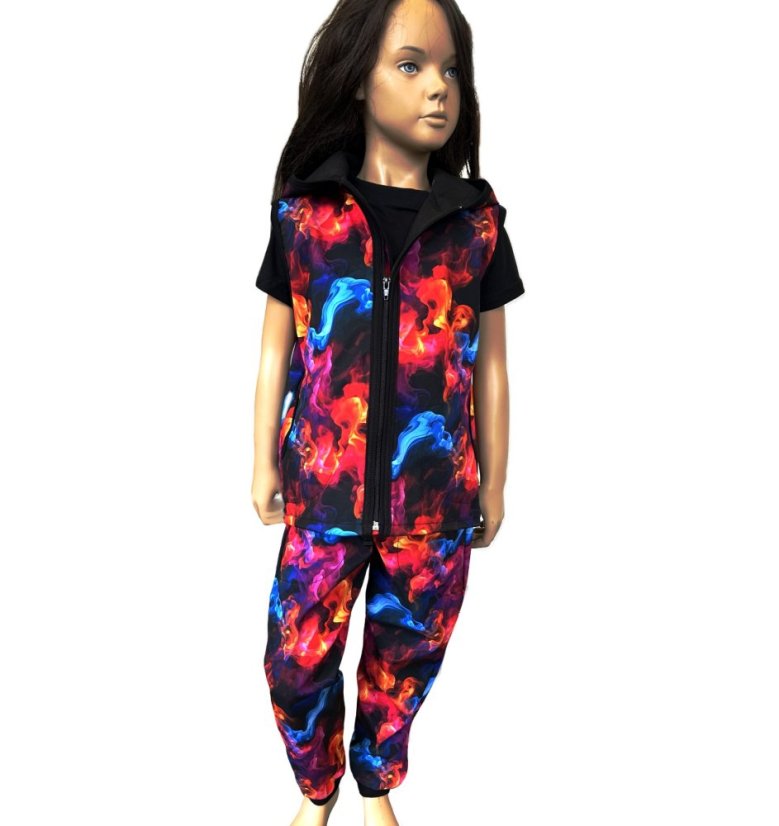 Dětská softshellová vesta bez fleecu, barevný dým