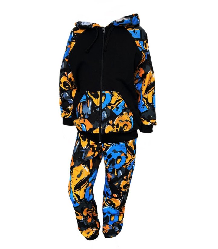 Detská tepláková súprava na zips, oranžové graffiti
